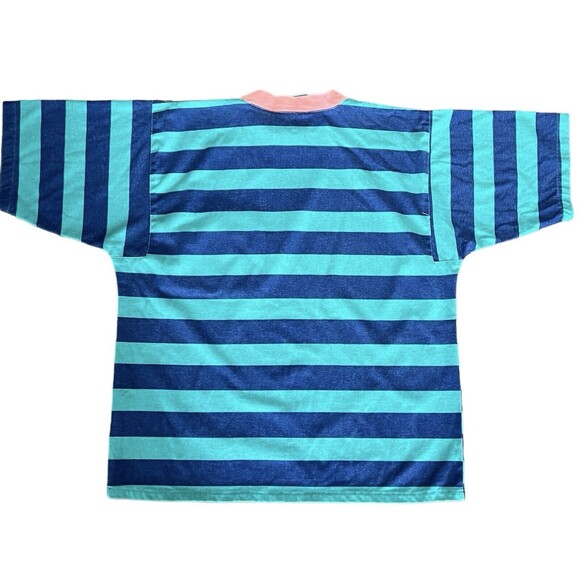 Vintage QUICKSILVER Rugby Stripe T-Shirt Wave Logo Boxy 80’s Surf Skate USA Made - Picture 3 of 7